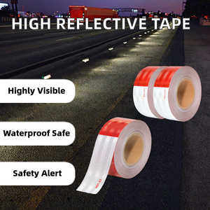 Cinta Reflectante de Alta Visibilidad DOT-C2, Advertencia de Seguridad, Roja y Blanca, para Camiones, Carreteras, Material Prismático de Grado Industrial, Acrílico de Alta Calidad - Product Image 2