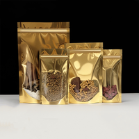 Sachet debout en aluminium métallique Sacs à fermeture éclair refermables avec fenêtre transparente pour bonbons, collations et assaisonnements