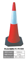 Cône de signalisation en TPU durable moulé par injection avec film réfléchissant lumineux pour la sécurité routière urbaine et la déviation