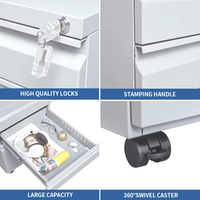 Armoire de classement mobile pliable en acier avec 3 tiroirs verrouillables, format A4/Letter, avec roulettes pour le rangement de documents de bureau
