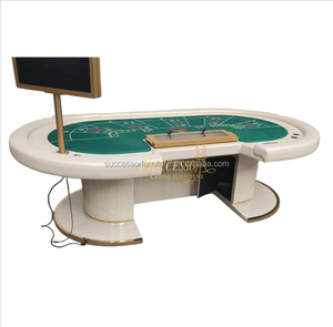 Mesa de <span class=keywords><strong>Ruleta</strong></span> de Casino LED de Diseño Moderno y Lujoso para 8-10 Jugadores, Solución de Almacenamiento para Blackjack, Material MDF, Venta Directa de Fábrica - Product Image 1