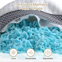 Oreillers en mousse à mémoire de forme en gel Queen Size Lot de 2 oreillers en mousse à mémoire de forme déchiquetée réglables, oreiller rafraîchissant avec housse