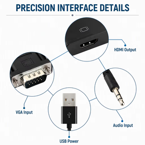 Adaptador Convertidor VGA a HD al por Mayor, OEM, 1080P con Audio, Cable de Alimentación USB para Monitor de Laptop, HDTV, Distribuidor - Product Image 4