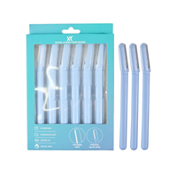Lot de 6 rasoirs à sourcils emballés en boîte, couleur personnalisable, OEM, fournitures de toilettage des sourcils pour femmes, commande en gros