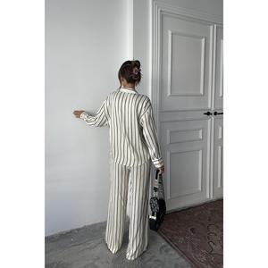 Pijama de Satén a Rayas Negras al por Mayor, ODM, Transpirable y con Cintura Elástica para Familias, para Todas las Temporadas - Product Image 1