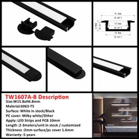 Profilé en aluminium pour éclairage LED encastré sous comptoir de cuisine, profil bas