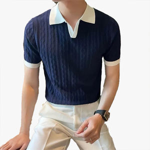 Polo à manches courtes en maille de soie glacée respirante et polyvalente, style mature pour homme, nouvelle collection estivale tendance - Product Image 6