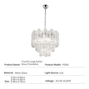 Lustre moderne en verre tubulaire, <span class=keywords><strong>suspension</strong></span> métallique de luxe, effet vague d'eau, Art Déco, pour villa, hall d'hôtel, lampe de projet design à étages - Product Image 2