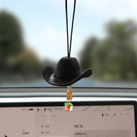Pendentif de voiture style tibétain en forme de chapeau de cowboy, fait main, avec breloque nœud de la paix et cordon diffuseur de parfum, Nouveau style 2025 Gs-24032