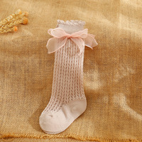 Chaussettes d'été en maille pour bébé fille Chaussettes avec nœud pour enfants Chaussettes longues tubulaires pour enfants pour filles