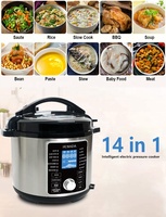 Vente en gros 14-en-1 Autocuiseur à riz électrique 6L Tête de friture à air chaud Option Écran LED Mijoteuse intelligente Bonne qualité Homeuse