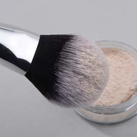 Logo Anda Sendiri  Premium Glitter Black Wooden Handle Silver 40pcs Set Kuas Bedak Foundation Contour Eye Shadow OEM