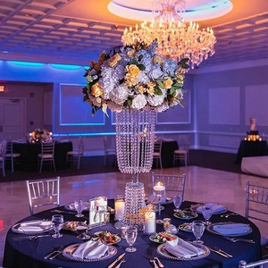 <strong>Wedding</strong> <strong>Table</strong> <strong>Top</strong> <strong>Decorations</strong> Round Shape Flower Arrange Centerpieces Glass Hanging Crystals Flower Stands Wholesale - Product Image 4