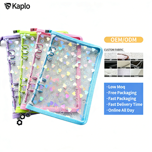 Classeur à anneaux scolaire Kaplo A5 en PVC, avec pochette transparente zippée à 6 anneaux, couverture de carnet économique - Product Image 1