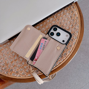 Convient pour <span class=keywords><strong>iPhone</strong></span> 17 ProMax Plug-in Phone Case, <span class=keywords><strong>iPhone</strong></span> 17 Fish Tail Crossbody Shoulder Strap, Ring protection PU Leather case - Product Image 5