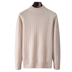 Pull-over classique en cachemire pour hommes, pull respirant, anti-bouloches, coupe-vent, écologique, coupe régulière - Product Image 1
