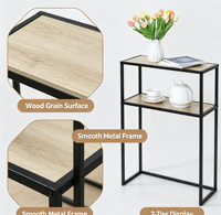 Table console simple à 2 niveaux, table étroite pour canapé, cadre en métal, étagère de rangement pour couloir, chambre à coucher, salon