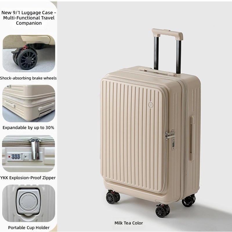 latte color-ykk zipper-expandable capacity