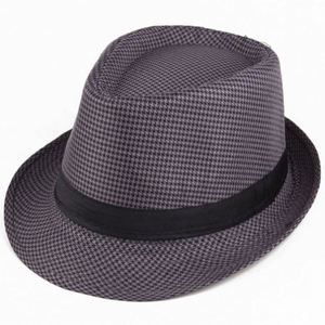 Sombrero Fedora Trilby de algodón con rayas y cuadros ingleses para hombre, color gris claro, talla L/XL, 58 cm - Product Image 4