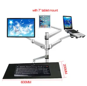 OA-13X 多媒体桌面双臂 10 “-25” 液晶显示器支架支架 + 笔记本支架支架 + 10 "平板电脑支架 + 键盘托盘支架