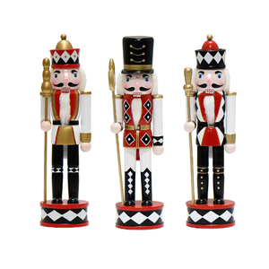 SW-313 30cm màu đen và trắng bằng gỗ <span class=keywords><strong>nutcracker</strong></span> Đồ chơi lính Hiệp Sĩ với một nhân viên trong tay - Product Image 1