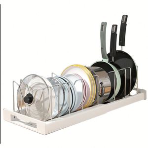 Organisateur de placard de cuisine coulissant pour casseroles et couvercles, support de rangement extractible pour ustensiles de cuisine - Product Image 1