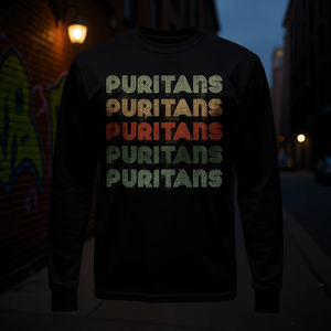 Puritans Long Sleeve T-<b>Shirt</b> <b>Grunge</b> Vintage Style Black Cotton Unisex Fit - Product Image 3