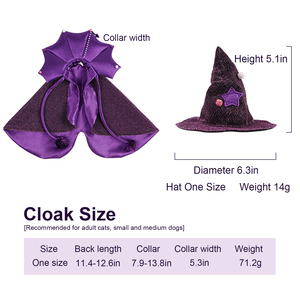 Costume di Halloween cappello con mantello con stampa a forma di mago del gatto divertente cappello con cappuccio Cosplay primavera estate Festival <span class=keywords><strong>vestito</strong></span> da festa cucciolo di gattino - Product Image 2