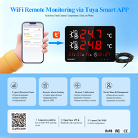 Termómetro Digital Inteligente WiFi Tuya con Doble Registro de Temperatura, Sonda Impermeable, Alarma y Monitoreo Remoto RS485 para Cadena de Frío Interior
