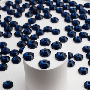 Perles <span class=keywords><strong>de</strong></span> strass Mystic 5 mm en résine époxy indigo foncé à dos plat avec trou central à coudre pour <span class=keywords><strong>la</strong></span> fabrication <span class=keywords><strong>de</strong></span> bijoux à franges et pompons - Product Image 3