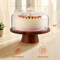 Support à gâteau rond en bois d'acacia, support polyvalent pour desserts, plateau en bois pour présentations de desserts à la maison
