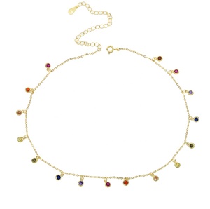 Collar con Colgante de Circonitas, Chapado en Oro, Joyería con Circonitas Multicolores, Collar Geométrico - Product Image 1