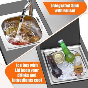 Armoires de cuisine d'extérieur, armoire de rangement verrouillable en acier inoxydable, bac à glace pour évier, table de préparation de patio pour la cuisson au barbecue - Product Image 5