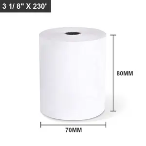 Almacén de EE. UU. Directamente 3 1/8x230 48gsm 80mm rollos de recibos de papel térmico de caja registradora para impresión de cajero automático POS