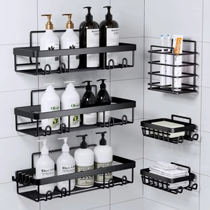 304 in acciaio inox moderno metallo nero portasapone doppio triangolo doccia Caddy angolo bagno organizzatore di stoccaggio per wc - Product Image 4