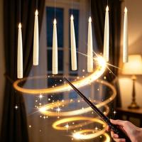 Bougies LED flottantes à succès, sans flamme, télécommandées, en forme de baguette magique, pour mariages, anniversaires, Halloween