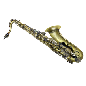 Saxophone ténor professionnel en laiton jaune, sculpté à la main en nacre d'ormeau, avec embouchure élargie, corps laqué or et clés nickelées - Product Image 1