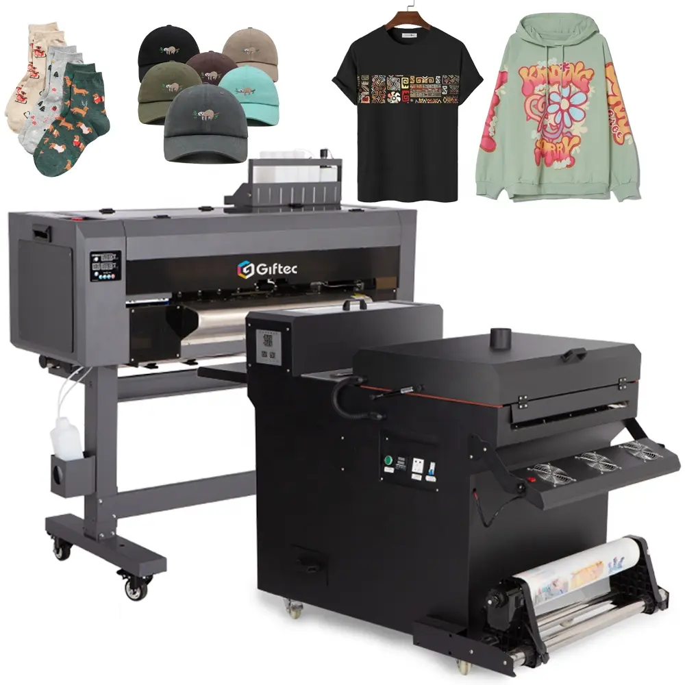 Giftec New Method For Textile Printing Inexpensive A1 60cm DTG DTF Printer For Cloth Products Hats Pants T-Shirt inkjet printers