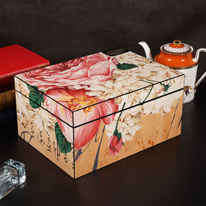 DS DSJ-1069 Classic Chinese-style Rectangle Wooden Gift Box Color-Printed High-Gloss Jewelry Box <b>Ring</b> Pendant <b>Storage</b> Recyclable - Product Image 1