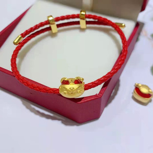 Tiger-Shaped Lucky Charm <b>Bracelet</b> <b>Red</b> Cord Gold Plated Zodiac Animal Pendant Unisex Gift Jewelry - Product Image 4