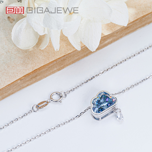 GIGAJEWE 2.8ct blu naturale Moissanite Sparkle collana 9K/14K/18K bianco oro massiccio 7.5*9 MM nuvola taglio pioggia nuvola Design - Product Image 3