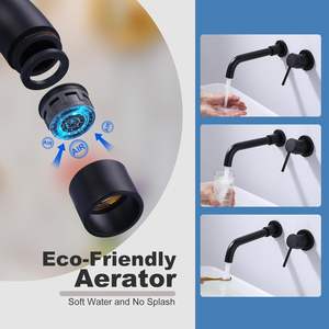 Robinets de salle de bain en laiton massif muraux fantaisie <span class=keywords><strong>mitigeur</strong></span> <span class=keywords><strong>Double</strong></span> trou eau chaude froide lavabo <span class=keywords><strong>mitigeur</strong></span> hôtel toilettes - Product Image 5