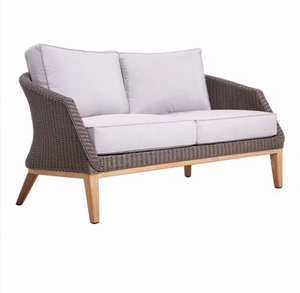 Canapé trois places en teck moderne et écologique pour l'extérieur, avec coussin imperméable, idéal pour les villas et les patios d'appartements - Product Image 3