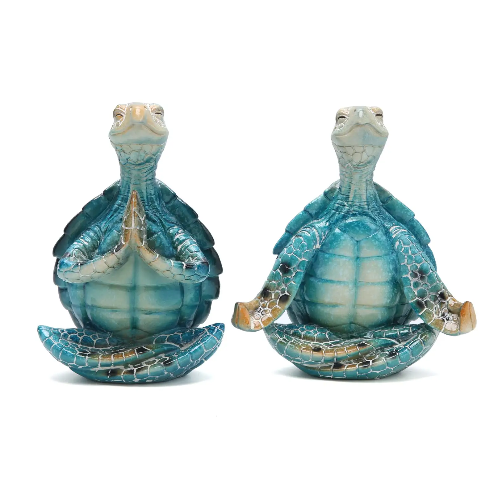 2PCS Sea Turtle Yoga Figurines Spring Garden Turtle Crafts for Home Office Decor Summer Meditating Sea Turtle Yoga Figurines