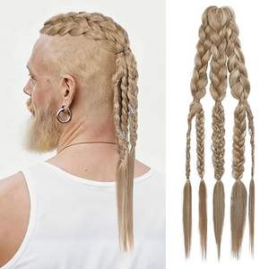 Extensiones <span class=keywords><strong>de</strong></span> Cabello Trenzado <span class=keywords><strong>de</strong></span> 24 Pulgadas Hechas a Mano con Clip, Estilo <span class=keywords><strong>Vikingo</strong></span> para Hombres, Accesorios <span class=keywords><strong>de</strong></span> Guerrero Renacentista para Halloween - Product Image 1