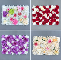 Mur de fleurs artificielles de luxe en soie pour toile de fond de scène de mariage, Hortensia, Rose, Dahlia, 40x60cm, Fait main, Livraison rapide