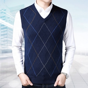 Primavera nuovo arrivo da uomo scollo a v di alta qualità classico Jacquard Argyle Jumper ragazzi adolescenti a maglia senza maniche maglioni - Product Image 6