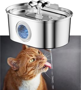 Fontaine à eau pour animaux de compagnie en acier inoxydable de qualité alimentaire 2,6 L, ultra silencieuse, abreuvoir automatique pour chat et chien, système de filtration circulante - Product Image 4