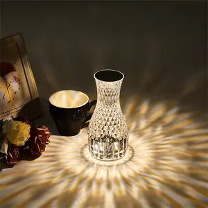 Lampe Led Rgb magique en cristal, 16 couleurs, lampe de Table tactile, Rose avec piles, Salle à manger