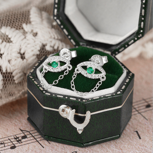 CANNER 925 Sterling Silver Personalized Eye Green Zircon <b>Chain</b> Tassel <b>Stud</b> <b>Earrings</b> Jewelry Safty Hypoallergenic <b>Stud</b> <b>Earring</b> - Product Image 4